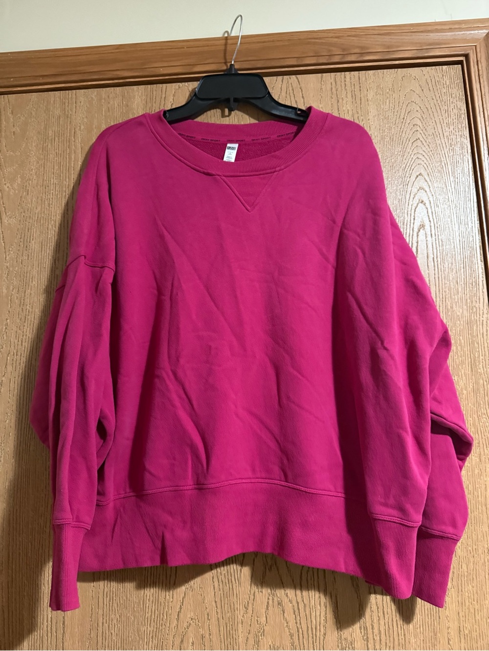 DKNY Sport NWOT Bright Pink Crewneck Drop Shoulder Sweatshirt